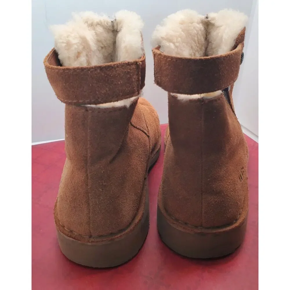 UGG KAYEL WOMEN ANKLE BOOTS LEATHER CHESTNUT US SIZE 7 EUC COZY WARM
